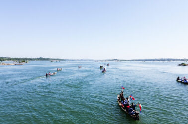 Mobilização no Rio Tocantins contra a explosão do Pedral do Lourenção | Foto: Rodrigo Correia